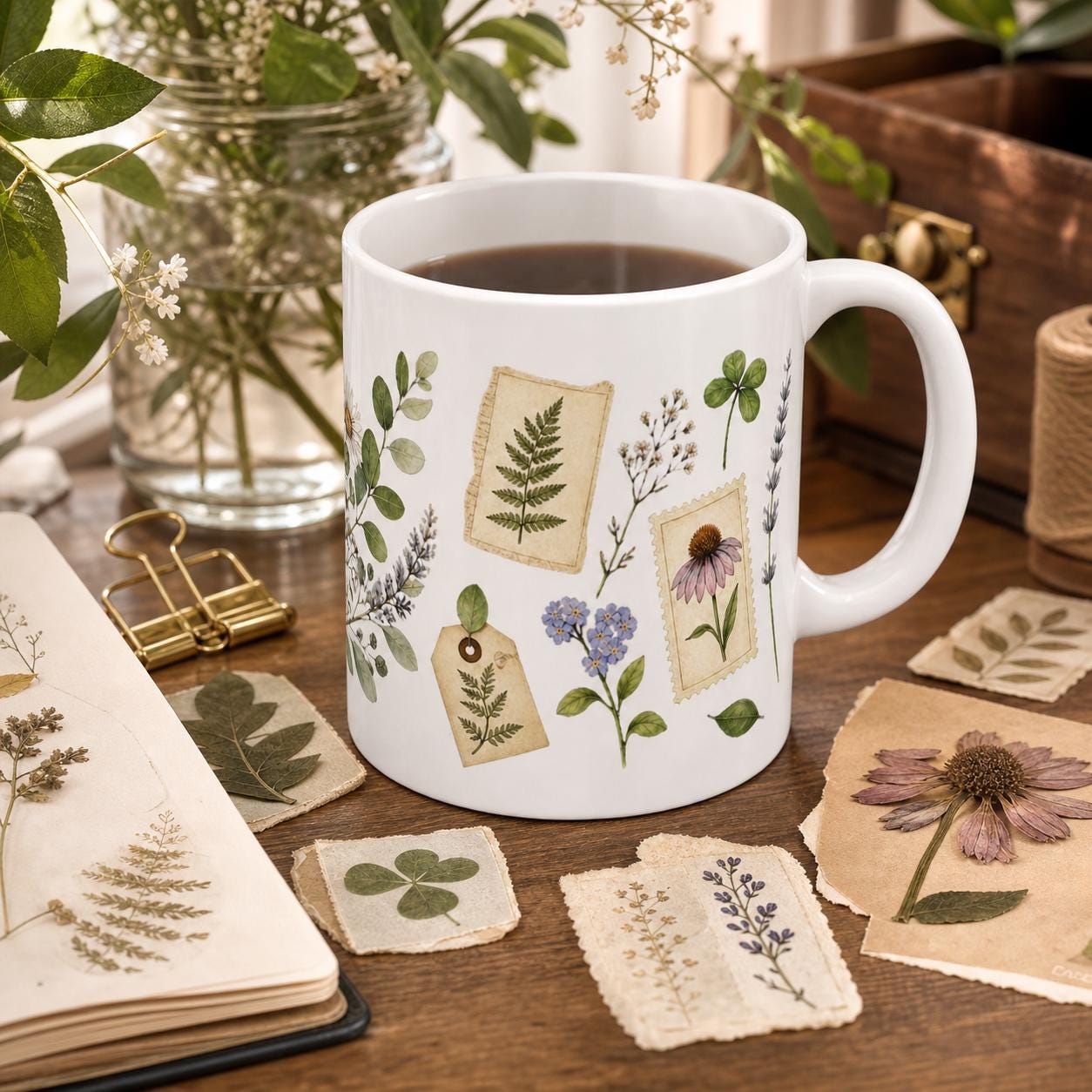 Botanical Label Collage coffee mug