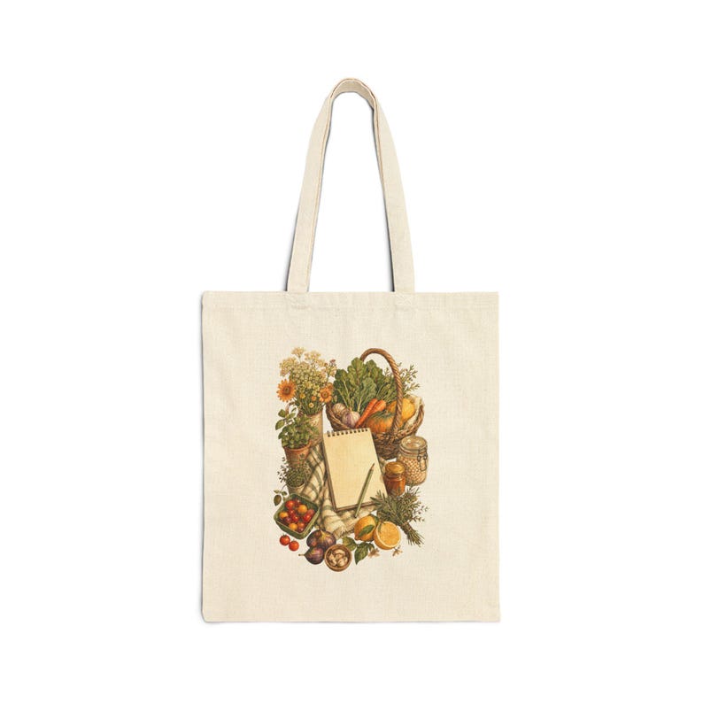 Market List Cotton Tote on a natural cotton bag