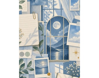 Icy Blue Dorm Desk Matte Poster