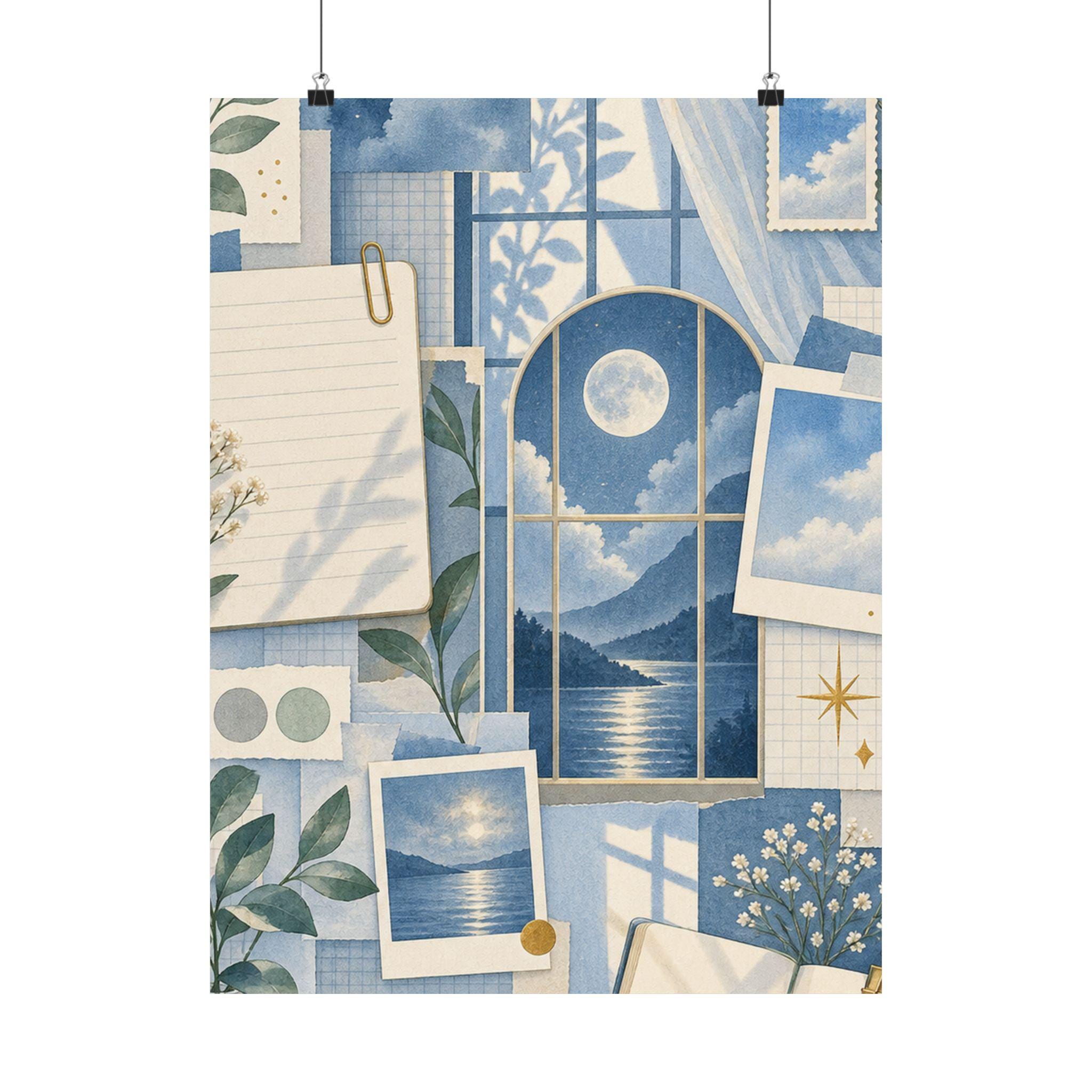 Icy Blue Dorm Desk Matte Poster