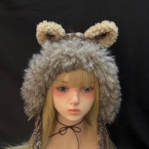 かわいいクマ耳のふわふわ冬用トラッパーハット（女性用）