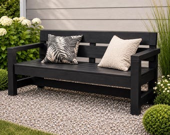 DIY Modern Park Bench Woodworking Plans | Outdoor Garden Bench PDF Download