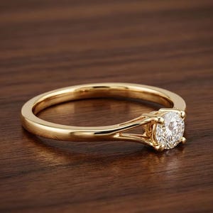 Anillo Promesa Oro  Fino, Anillo Solitario  Delicado, Anillo Compromiso Minimalista Circonita, Joyería Dainty Regalo, Regalo Novia