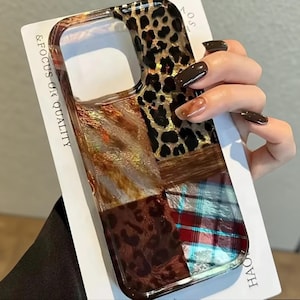 Retro Patchwork iPhone Case, Color Block Silicone Shockproof Cover (iPhone 16-11 Pro Max/XS/XR)