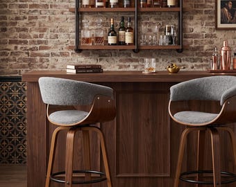 Mid Century Modern Swivel Chairs Set of 2, 29.5" Height Retro Kitchen Counter Seating
