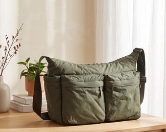 Borsa a tracolla in nylon da donna, borsa a mano casual, borsa a spalla, borsa a tracolla, borsa tote da viaggio, borsa a mano in nylon, organizer con tasche multiple, borsa a spalla