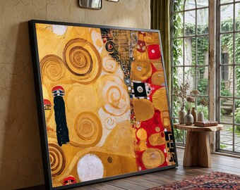 Cuadro abstracto en lienzo con espiral dorada, formas geométricas, arte decorativo moderno, decoración contemporánea para el hogar, listo para colgar.