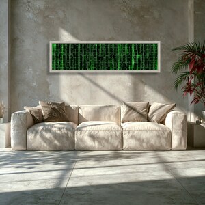 Digital Code Matrix Canvas, Binary Data Wall Art, Green Tech Pattern Canvas, Modern Technology Decor, Futuristic Office Artwork image 8