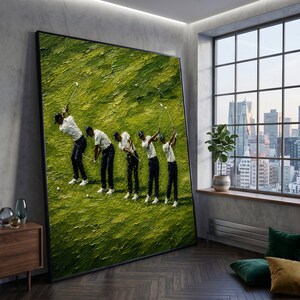 Golf Swing Sequence Canvas, Sport Action Wall Art, Green Fairway Scene, Athletic Home Decor, Modern Golf Canvas Design