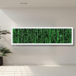 Digital Code Matrix Canvas, Binary Data Wall Art, Green Tech Pattern Canvas, Modern Technology Decor, Futuristic Office Artwork image 7