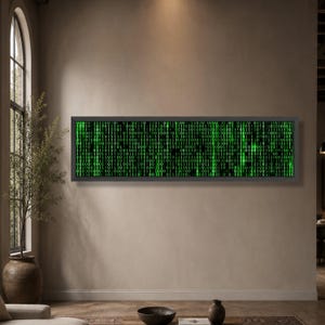 Digital Code Matrix Canvas, Binary Data Wall Art, Green Tech Pattern Canvas, Modern Technology Decor, Futuristic Office Artwork image 6