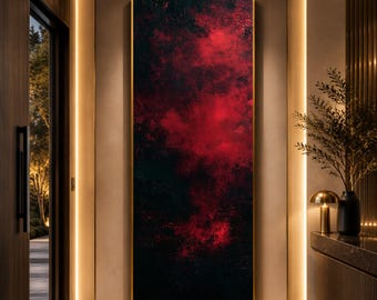 Dramatic Red and Black Abstract Canvas Wall Art, Dark Moody Decor, Modern Statement Piece, Contemporary Home Decoration