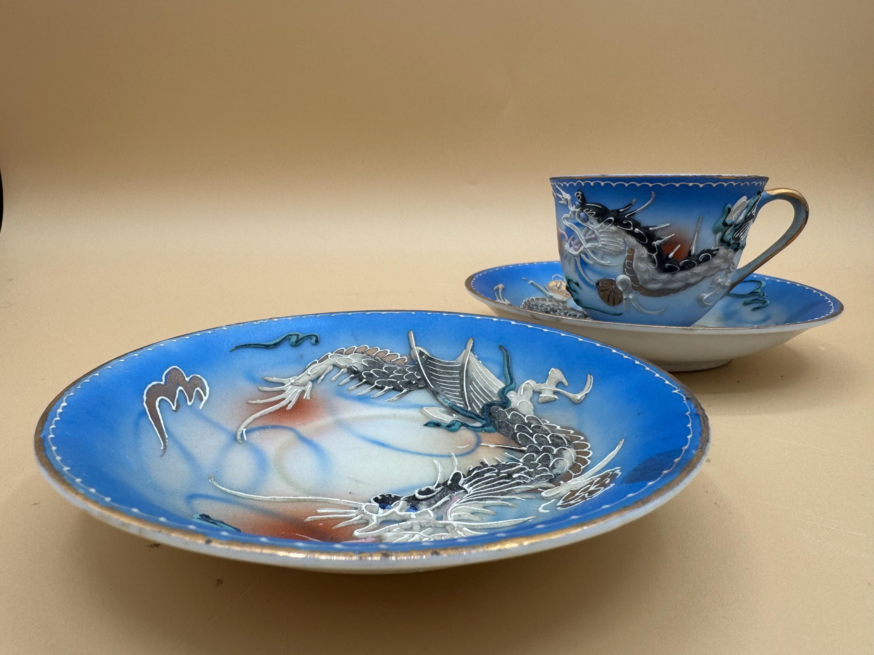 Antique Japanese Dragon Tea Set Blue - Etsy