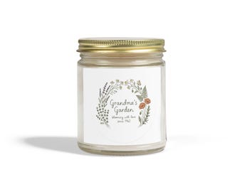 Personalized Grandma Candle, Grandma's Garden Soy Candle, Botanical Gift for Nana