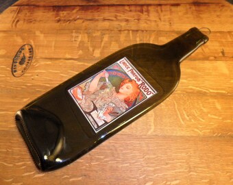 Flattened Wine Bottle Artwork Label Lance parfum Rodo - Makes Great Wall Hanging or Cheese Tray or Board