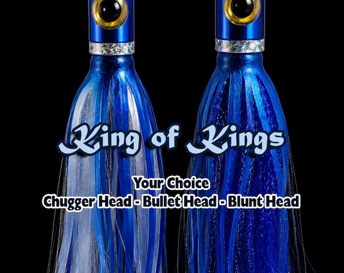 King of Kings , Fishing Lure, Pelagic Prey Series,  Chugger Head or Bullet Head Offshore Trolling Lure with Ballast Chamber.
