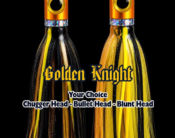 Golden Knight, Fishing Lure, Pelagic Prey Series,  Chugger Head or Bullet Head Offshore Trolling Lure with Ballast Chamber.