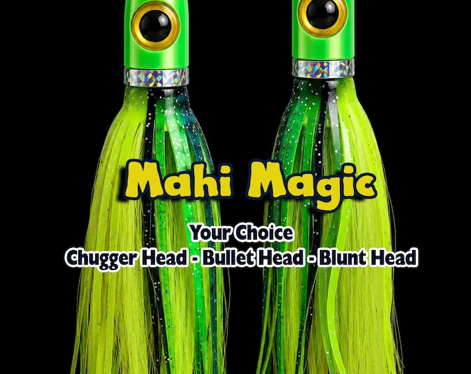 Mahi Magic, Fishing Lure, Pelagic Prey Series,  Chugger Head or Bullet Head Offshore Trolling Lure with Ballast Chamber.