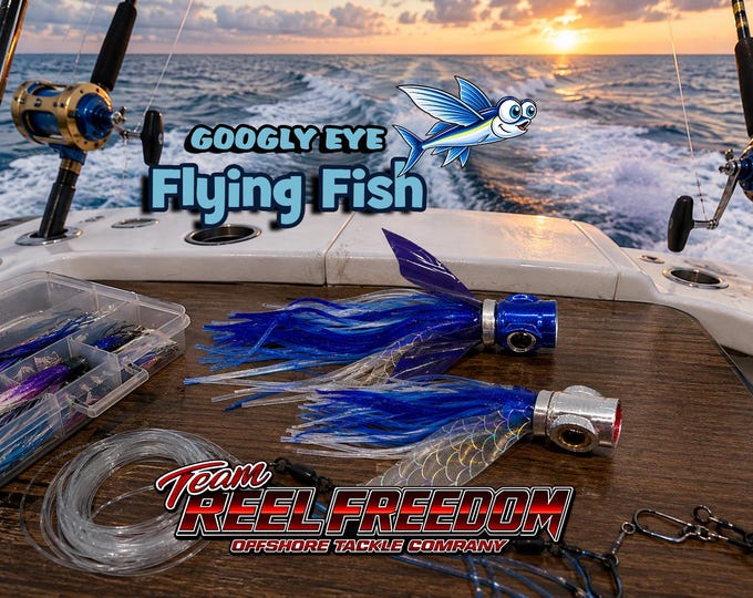 Googly Eye Flying Fish Trolling Lure, Chugger Head Offshore Bait
