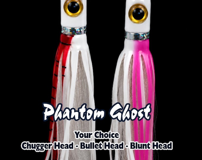 Phantom Ghost, Fishing Lure, Pelagic Prey Series,  Chugger Head or Bullet Head Offshore Trolling Lure with Ballast Chamber.