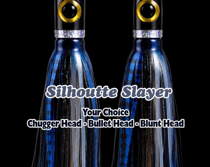Silhouette Slayer, Fishing Lure, Pelagic Prey Series,  Chugger Head or Bullet Head Offshore Trolling Lure with Ballast Chamber.