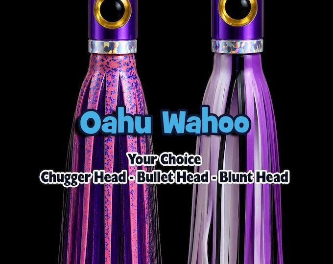 Oahu Wahoo, Fishing Lure, Pelagic Prey Series,  Chugger Head or Bullet Head Offshore Trolling Lure with Ballast Chamber.