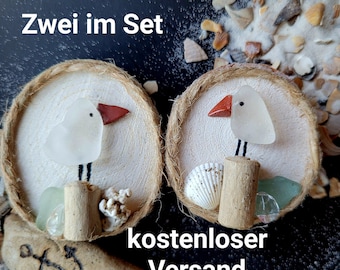 Magnet Seeglas Möwe zwei im Set