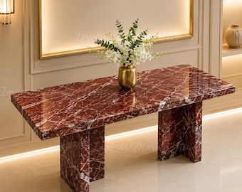 Luxury Rosso Levanto Marble Console Table | Handmade Natural Stone Rosso Levanto Marble Console Table | Luxury Natural Stone Console Table