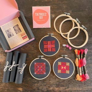 Kit de bordado Tatreez palestino para principiantes: proyecto de punto de cruz DIY