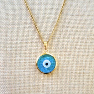 Handmade Lampwork Glass Evil Eye Necklace: 18k Gold-Plated, Turkish Jewelry