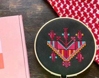 Palestinian Tatreez Embroidery Kit: Gaza Necklace Cross-Stitch DIY