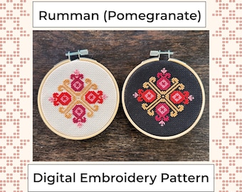 Traditional Palestinian Tatreez Embroidery Pomegranate Pattern Digital File