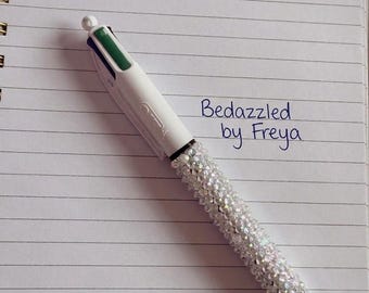 Bolígrafo personalizado con diamantes de imitación, brillante y multicolor, accesorio de escritorio de lujo, papelería artesanal.