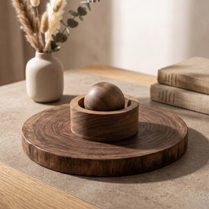 Esfera difusora de aromaterapia de madera de nogal negro