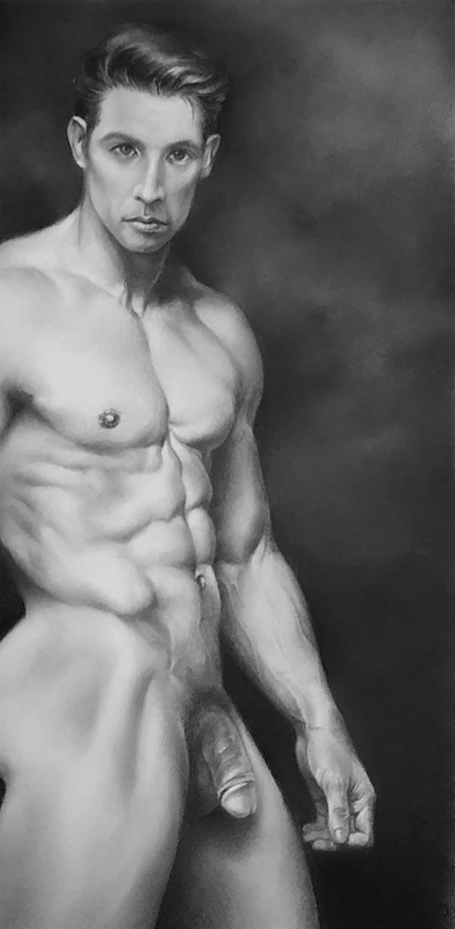 Nu masculin dessin au fusain Art Print GLEAM 16