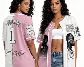 PRINTED Custom Usher Chris Brown Baseball Jersey, R & B Tour Music 2026 Concert Gift, Hip hop Concert Team Breezy Bowl , Gift for Fan
