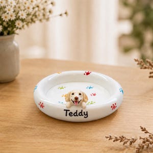 Piatto portagioie 3D personalizzato per animali domestici / Vassoio portagioie scolpito a mano per animali domestici