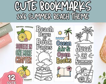 Cute Bookmarks Printable, Coloring Bookmarks for Adults, Themed Bookmarks, Travel Book Personalized, Bookmark Coloring Book