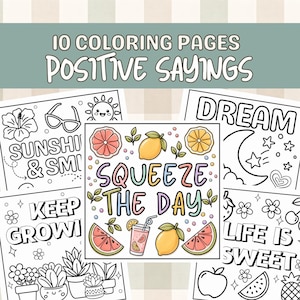 Motivational Coloring Pages, Easy Bold Coloring Book, Affirmation Coloring Pages, Cute Easy Coloring, Positivity Coloring, Digital Downloads image 1