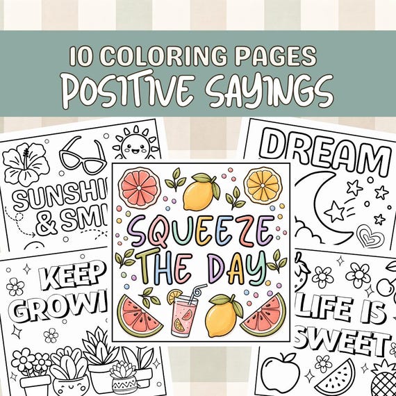 Motivational Coloring Pages, Easy Bold Coloring Book, Affirmation Coloring Pages, Cute Easy Coloring, Positivity Coloring, Digital Downloads