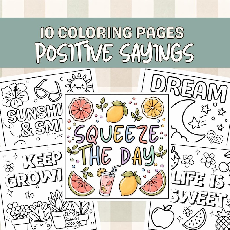 Motivational Coloring Pages, Easy Bold Coloring Book, Affirmation Coloring Pages, Cute Easy Coloring, Positivity Coloring, Digital Downloads image 1