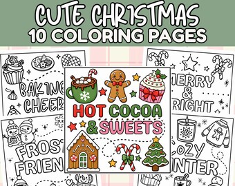 Cute Christmas Coloring Pages, Easy Bold Coloring Sheets, Winter Coloring Book, Christmas Coloring Sheets, Gnomes Coloring Pages