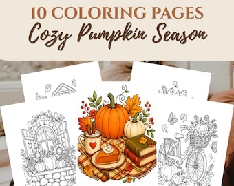 Pumpkin Coloring Pages, Seasonal Coloring Pages, Autumn Coloring pages, Fall Coloring Pages, Cozy Coloring Pages, Holiday Coloring Pages