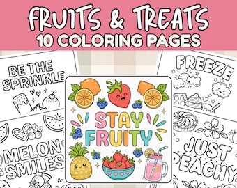 Cute Fruit Coloring Pages, Summer Coloring Pages, Easy Bold Coloring Book, Quotes Coloring Book,  Fruit Coloring For Kids