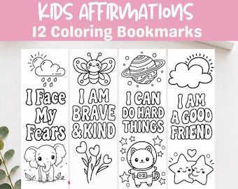 Bookmarks Coloring Pages, Kids Affirmations Bookmarks, Positivity For Teachers, Coloring Pages Printable, Kids Reading Gifts