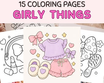 Girly Coloring Pages | Cute Girls Coloring Pages | Easy Bold Coloring pages | Printable Coloring | Relaxing Coloring | Cozy Coloring Pages