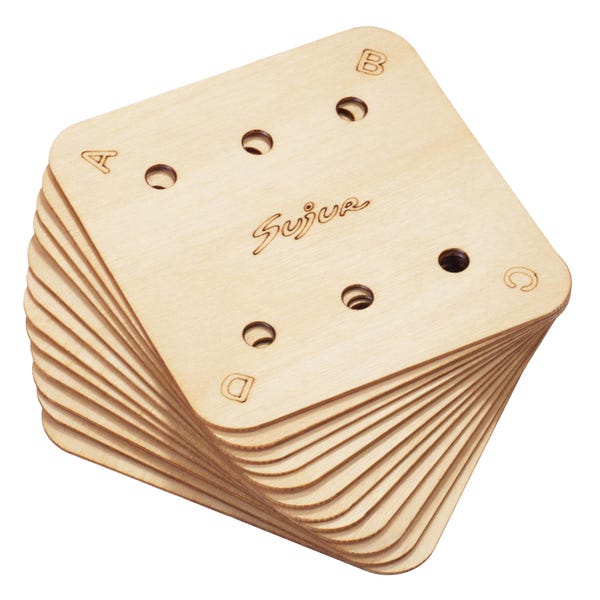 Thin Tablet Weaving Cards with Corner Markings | Polished Plywood Tablets with Slipcase | 6 Holes