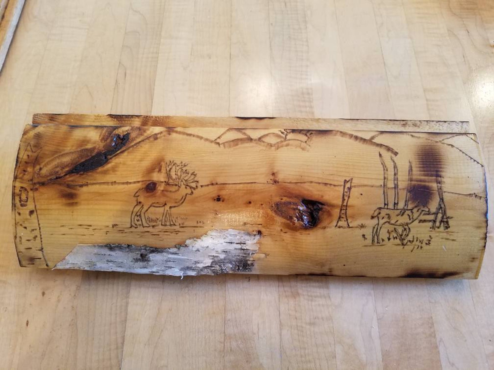 Hand woodburned cedar log art Etsy