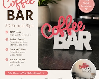 Coffee Bar Sign 3D Gedrucktes Coffee Station Decor