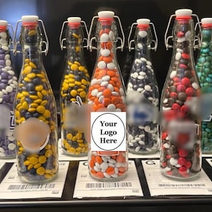 Collegiate Glass Swing-Top Bottle 16oz with M&M’s and Logo (ANY SCHOOL)